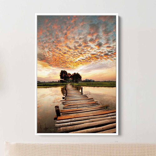 Orange Sunrise Bridge Wall Art Canvas 6331