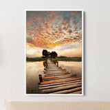Orange Sunrise Bridge Wall Art Canvas 6331
