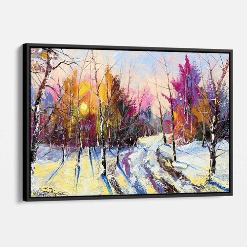 White Sunset In Winter Wood Wall Art Canvas 1785