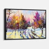 White Sunset In Winter Wood Wall Art Canvas 1785
