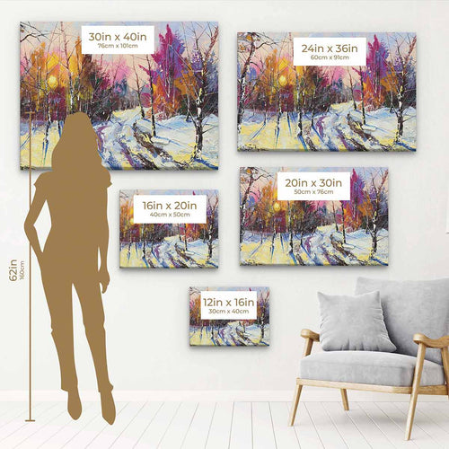 White Sunset In Winter Wood Wall Art Canvas 1785