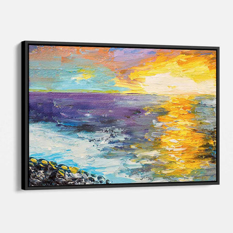 Yellow Sunset at Coast Wall Art Canvas 6236