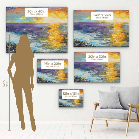 Yellow Sunset at Coast Wall Art Canvas 6236