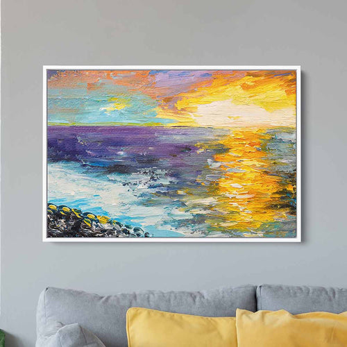 Yellow Sunset at Coast Wall Art Canvas 6236