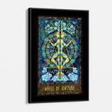 Blue Tarot Card Wheel of Fortune Wall Art Canvas 8126