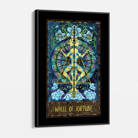 Blue Tarot Card Wheel of Fortune Wall Art Canvas 8126