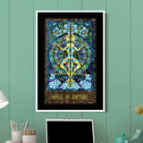 Blue Tarot Card Wheel of Fortune Wall Art Canvas 8126