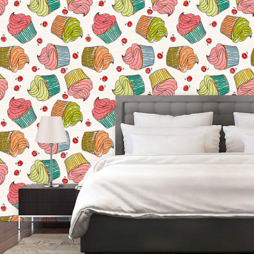 Red and Brown Food Teens Peel and Stick Removable Wallpaper