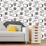 White Vintage Themed Peel and Stick Removable Wallpaper