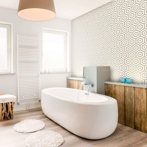 Brown Geometric Tile Adhesive Peel and Stick Removable Wallpaper