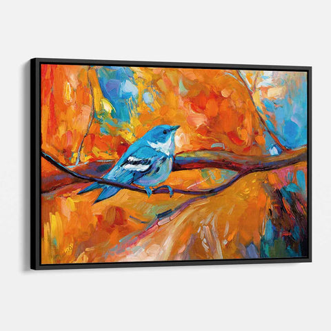 Orange Tree With a Blue Bird Wall Art Canvas 0645