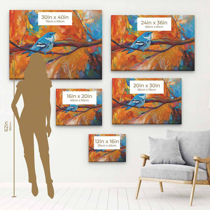 Orange Tree With a Blue Bird Wall Art Canvas 0645
