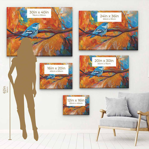 Orange Tree With a Blue Bird Wall Art Canvas 0645