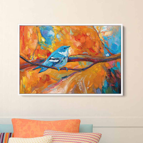 Orange Tree With a Blue Bird Wall Art Canvas 0645