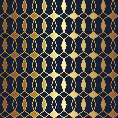 Care for some regal splendor in your standard apartment? This gorgeous geometric wallpaper with an Art Deco vibe will upgrade the ambiance instantly. Its deep blue background showcases a beautiful trellis printed with varying yellow and beige notes to produce a golden look. The metallic effect of this peel and stick wallpaper makes it perfect for styling up a living room or an expansive kitchen.