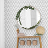 An elegant trellis takes on a fun, new-age vibe in this unique geometric wallpaper. The teardrop shaped motifs in this grey and white peel and stick wallpaper are arranged in neat rows facing alternate directions to create a charming lattice that brings an informal yet structured feel to your living space. This versatile design will bring time-tested elegance to your upbeat modern bedroom or home office.
