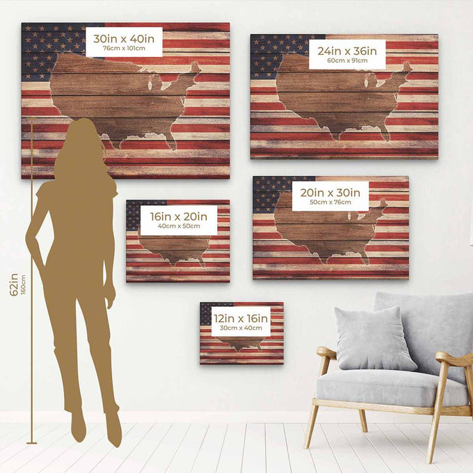 Red US flag Wall Art Canvas 56_d
