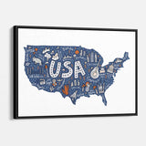 Blue US map Wall Art Canvas 6568
