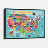 Blue US map Wall Art Canvas 8546