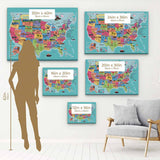 Blue US map Wall Art Canvas 8546