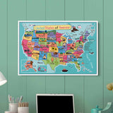 Blue US map Wall Art Canvas 8546