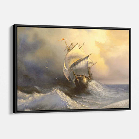 Yellow Vessel at Storm Wall Art Canvas 9033