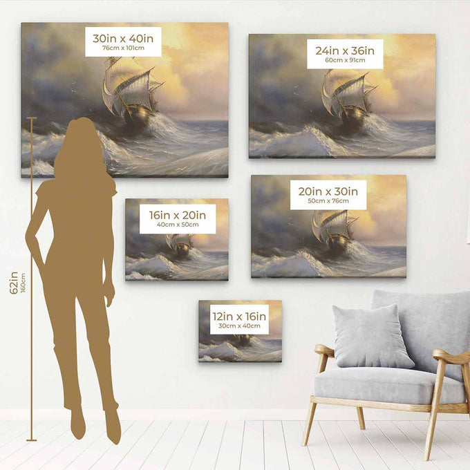 Yellow Vessel at Storm Wall Art Canvas 9033