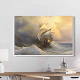 Yellow Vessel at Storm Wall Art Canvas 9033
