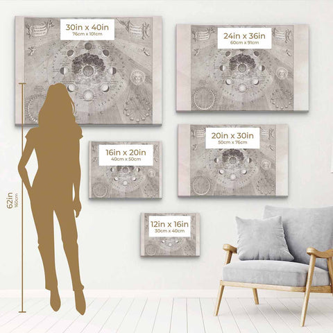 Beige Vintage Celestial Moon Phases Wall Art Canvas 8113