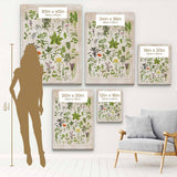 Green Vintage Flowers Illustration Wall Art Canvas 8176