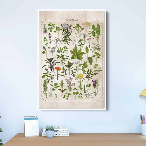 Green Vintage Flowers Illustration Wall Art Canvas 8176