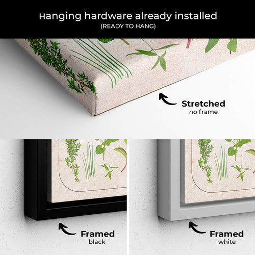 Green Vintage Flowers Illustration Wall Art Canvas 8176