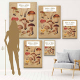 Beige Vintage Mushroom Family Wall Art Canvas 0994