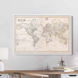 Beige Vintage map Wall Art Canvas 7442