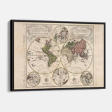 Beige Vintage world map Wall Art Canvas 3450