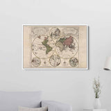 Beige Vintage world map Wall Art Canvas 3450