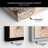 Beige Vintage world map Wall Art Canvas 3450