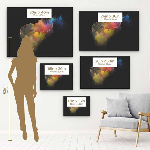 Multi Color Violin in Abstract Watercolor Wall Art Canvas 6804