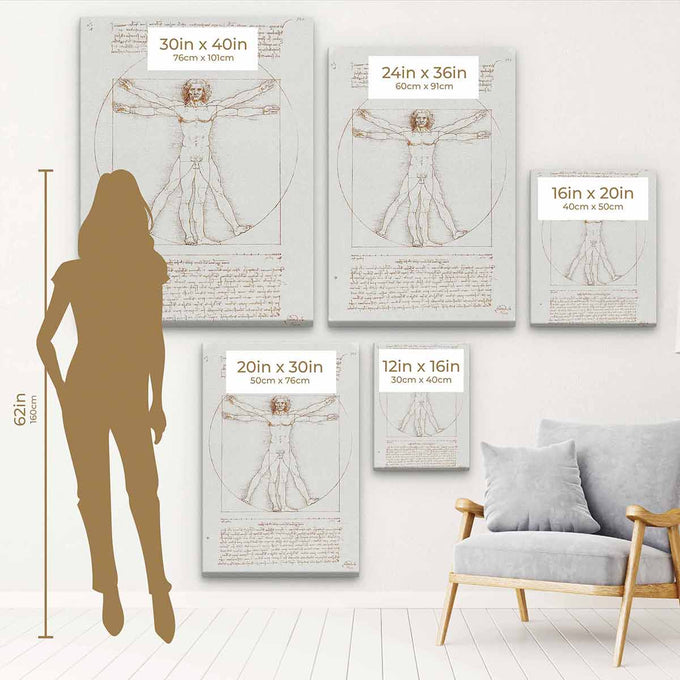 Beige Vitruvian Man Wall Art Canvas 8169