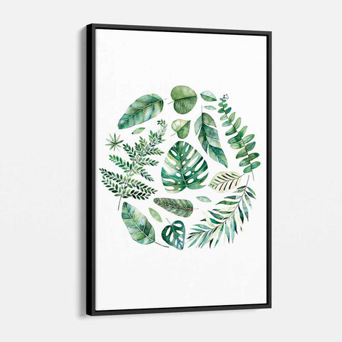Green Watercolor Leaves Wall Art Canvas 4348