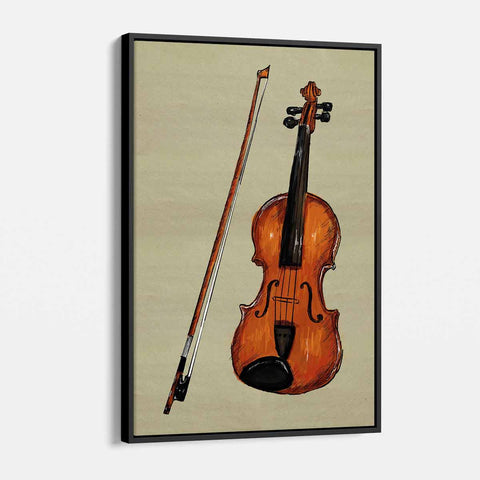Brown Watercolor Violin Wall Art Canvas 9927