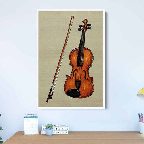 Brown Watercolor Violin Wall Art Canvas 9927