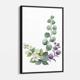 Green Watercolor White Jasmine Eucalyptus Wreath Wall Art Canvas 8890
