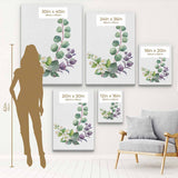 Green Watercolor White Jasmine Eucalyptus Wreath Wall Art Canvas 8890