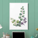 Green Watercolor White Jasmine Eucalyptus Wreath Wall Art Canvas 8890