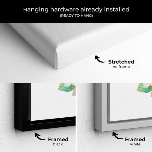 Green Watercolor White Jasmine Eucalyptus Wreath Wall Art Canvas 8890