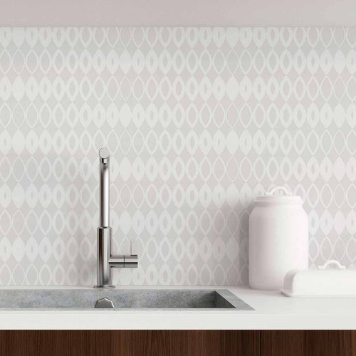 A whimsical woven treatment for your wall, which comes in a convenient peel and stick design! This lovely geometric wallpaper uses gentle geometric shapes in light grey and white to create a weave-like grid. This seamless PVC-free composition can be used as a tactile replacement for plain grey or white walls. It can lend itself to settings ranging from classic to Boho-chic to contemporary.