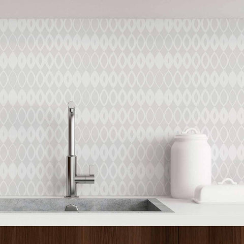 A whimsical woven treatment for your wall, which comes in a convenient peel and stick design! This lovely geometric wallpaper uses gentle geometric shapes in light grey and white to create a weave-like grid. This seamless PVC-free composition can be used as a tactile replacement for plain grey or white walls. It can lend itself to settings ranging from classic to Boho-chic to contemporary.