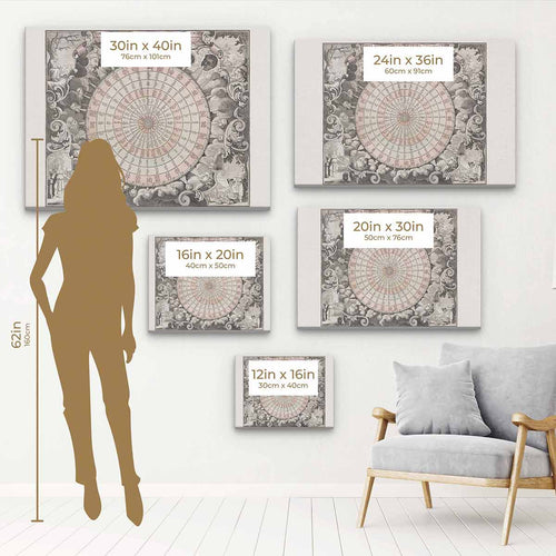 Grey Wind map Wall Art Canvas 1323