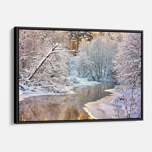 Multi Color Winter River Wall Art Canvas 6173